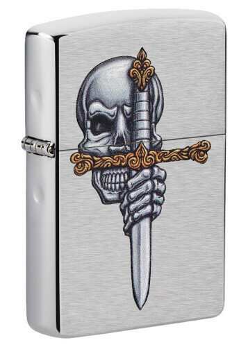 Зажигалка Classic Brushed Chrome Zippo 49488 Sword Scull Design