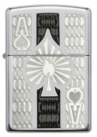 Зажигалка Classic High Polish Chrome Zippo 24196 Intricate Spade Design Зажигалка Classic High Polish Chrome Zippo 24196 Intricate Spade Design
