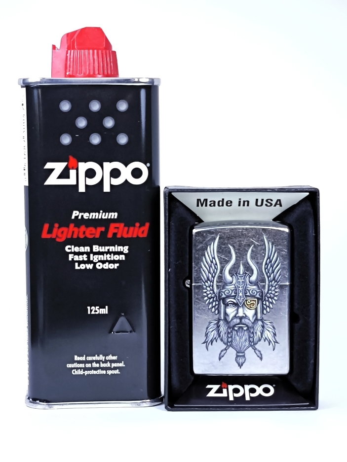 Зажигалка Classic Street Chome Zippo 29871 Viking Warrior Design, топливо 125мл.