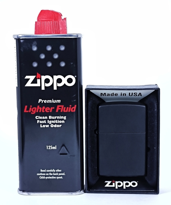Зажигалка Classic Black Matte Zippo 218, топливо 125мл.