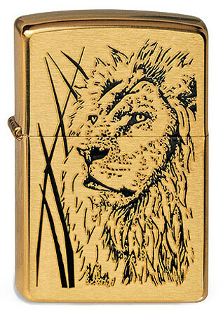 Зажигалка Classic Brushed Brass Zippo 204b Proud Lion